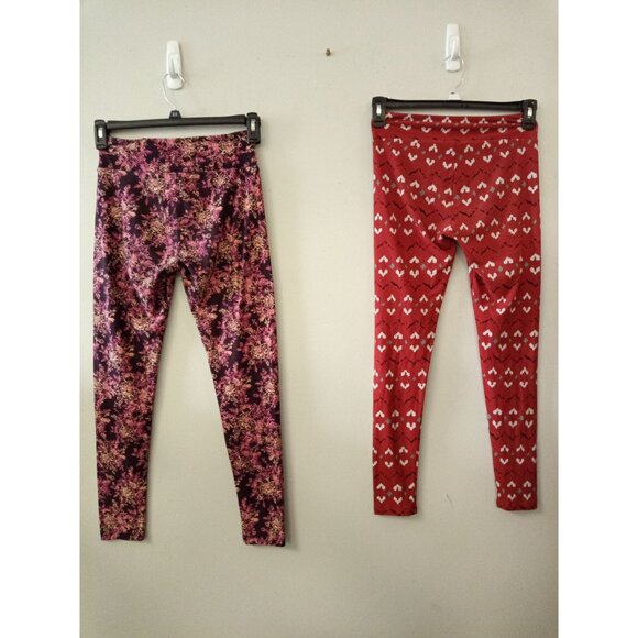 Lula Roe Women's Red Pink Pair of Leggings One Size - Picture 2 of 11